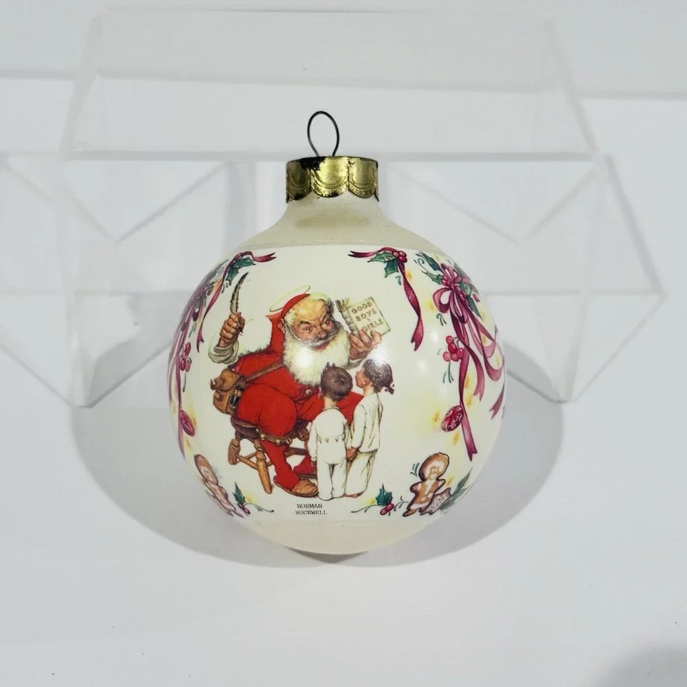 Hallmark Keepsake Ornament 1995 Santa's Visitors Glass Bulb Ball W Box‎ Rockwell